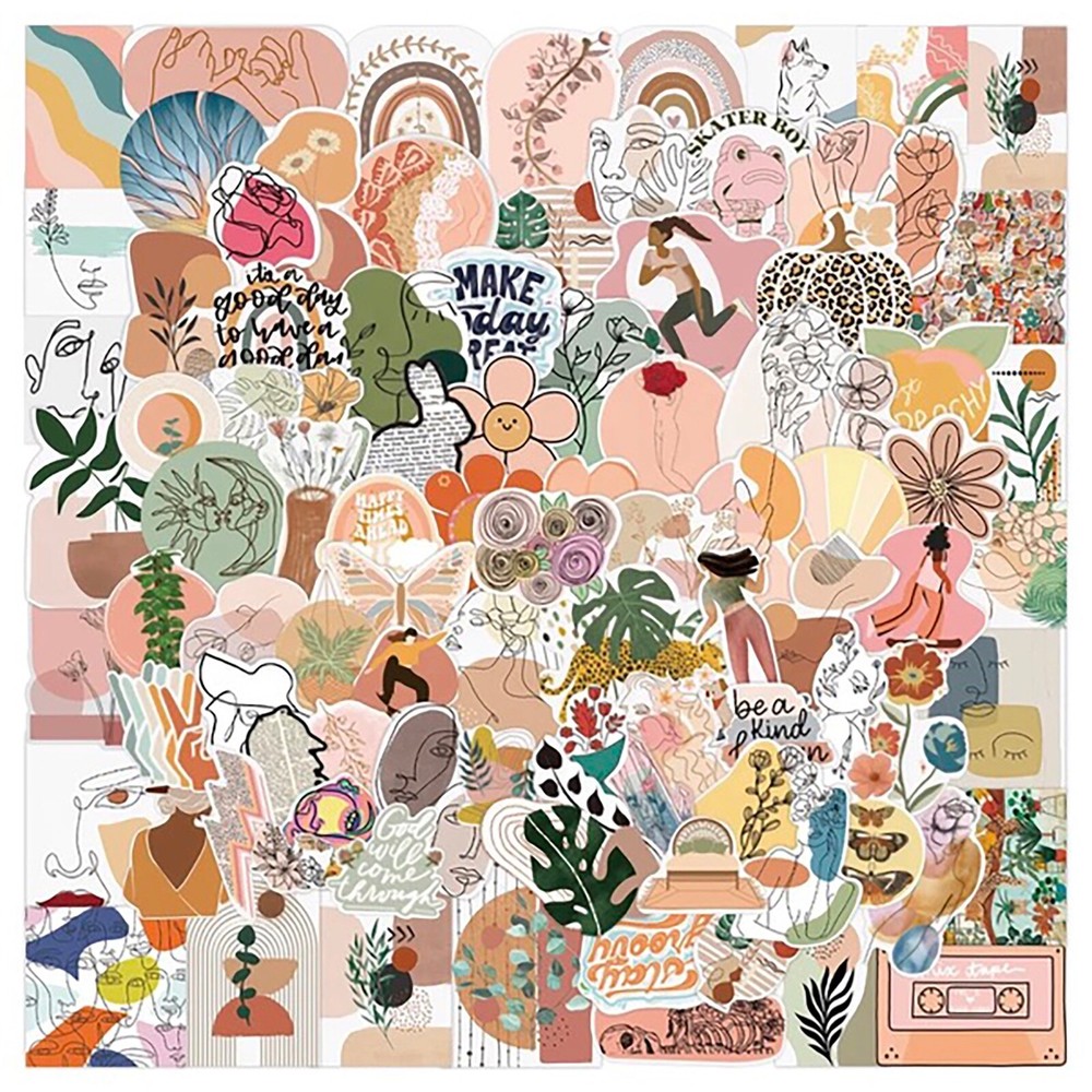50pcs BOHEMIAN stickers, BOHO CHIC, Boho, Girly, pink, feminine, flowers retro