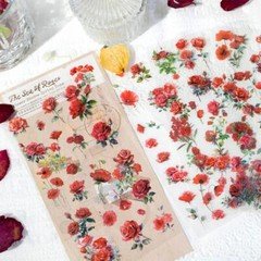 Pressed Flowers PET Flat Stickers Journal Card Seal Resin Art Scrapbook Sticker