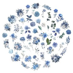 Obujopal 100 Pcs Blue Flower Stickers, Wildflower Stickers for Scrapbooking J…