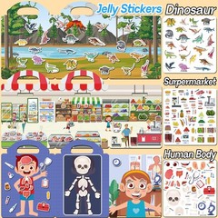 6 Sets Reusable Sticker Book for Toddlers 1-3, Jelly Sticker Books for Toddle…