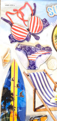 14 Count Handmade Scrapbooking Stickers 3D Beach Tropical Summer Surf Shells NEW