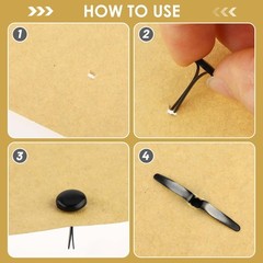 100 PCS Black Brads Paper Fasteners Mini Metal for Crafting Scrapbooking
