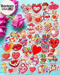 100Pcs Valentines Stickers for Kids, Bulk Heart Stickers for Valentines Day Gift