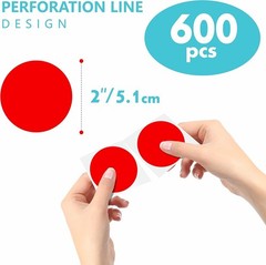 Self-Adhesive 600 PCS Red Circle Labels – Vivid 2″ Dots for Inventory Management