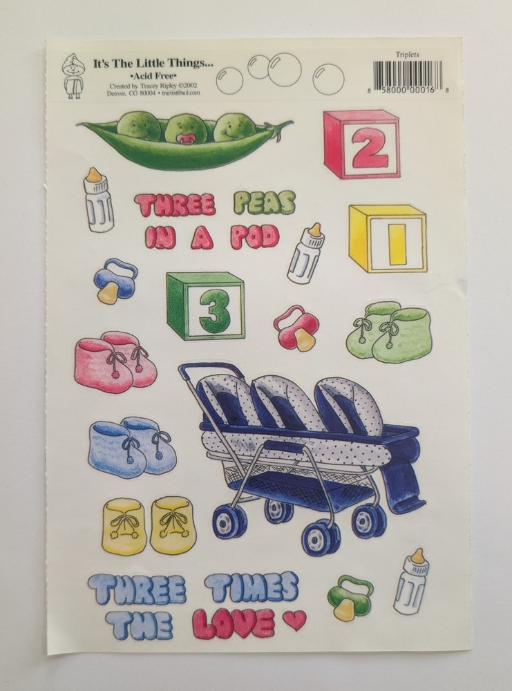 Baby Triplets Clear Flat Vintage Scrapbooking Stickers by It’s The Little Things