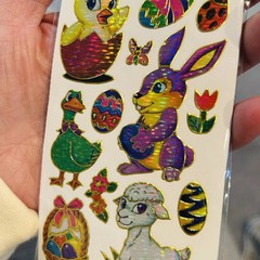 VTG Holographic Shiny Foil Gold Edged Easter Stickers 2 Packs New Old Stock