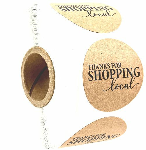 40 THANKS FOR SHOPPING LOCAL KRAFT ENVELOPE SEALS LABELS STICKERS 1″ ROUND