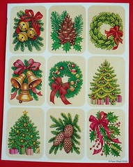 VINTAGE PAPER MAGIC CHRISTMAS HOLIDAY 9 STICKERS 1 SHEET