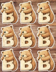 B Bear Die Cut Vinyl Stickers Set Scrapbooking Laptop Waterbottle