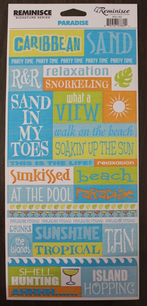 New Reminisce Scrapbooking Stickers Caribbean Ilands Tropical Vacation Snorkel