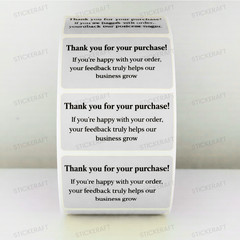 Thank You Stickers White – Feedback Message Small Business Labels | 50 Stickers