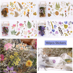160Pcs Pre-Cut Scrapbooks Natural Stickers, Floral and Plant Sticker for DIY Cra