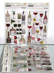 NEW PEGATINAS RECOLLECTIONS ALCOHOL MARGARITA WINE BOTTLE THEME 3D STICKER LOT