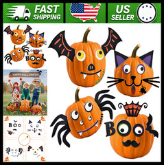 16 Pack Foam Pumpkin Decorating Kit Halloween Craft Stickers for Kids