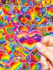 20Pcs Rainbow Heart Vinyl Stickers For Water Bottles Laptop Scrapbooks & more