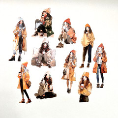 Fall Cozy Coffee Girl Stickers Autumn Junk Journals Collage Scrapbooking