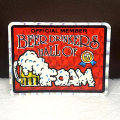 Vtg 1970s Beer Drinkers Hall of Foam Fame Vending Machine Prism Sticker 80s HTF!