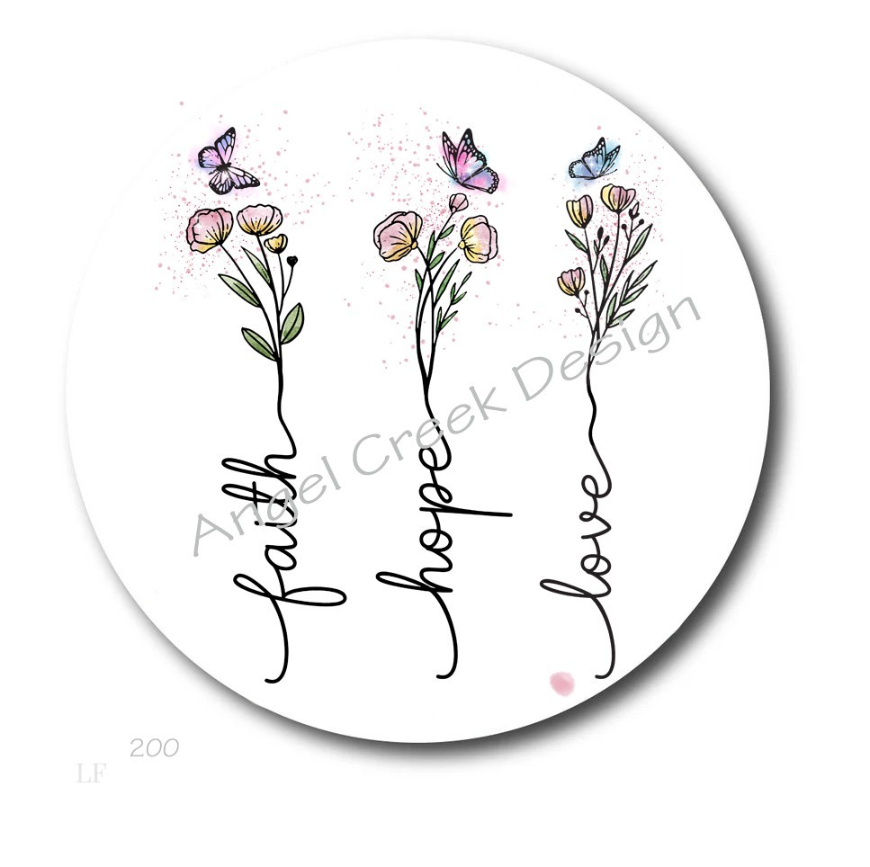 FAITH HOPE LOVE FLOWERS SCRAPBOOK STICKERS SYMPATHY FAVORS ENVELOPE SEALS LABELS