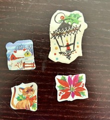 16 Assorted Christmas Stickers Santa Reindeer Kittens Poinsettias