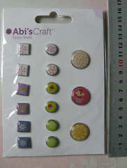 Cup Cakes EPOXY BRADS x 15Items – 6 x 11mm Square – 6 x 11mm & 3 x 20mm Round L6