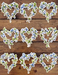 Forget Me Not Heart Die Cut Vinyl Stickers Set Scrapbooking Laptop Waterbottle