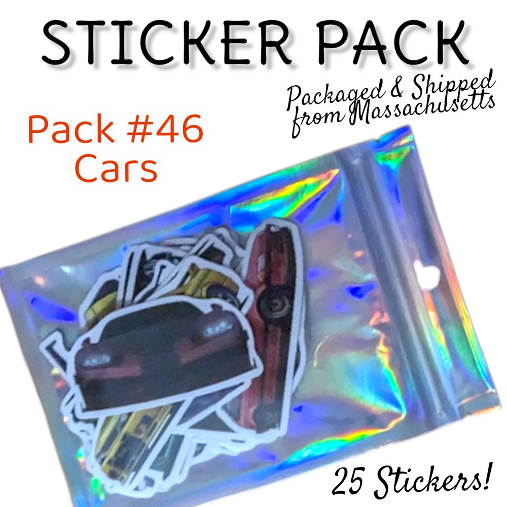 STICKER PACK – Pack #46 – 25 Pieces – Cars