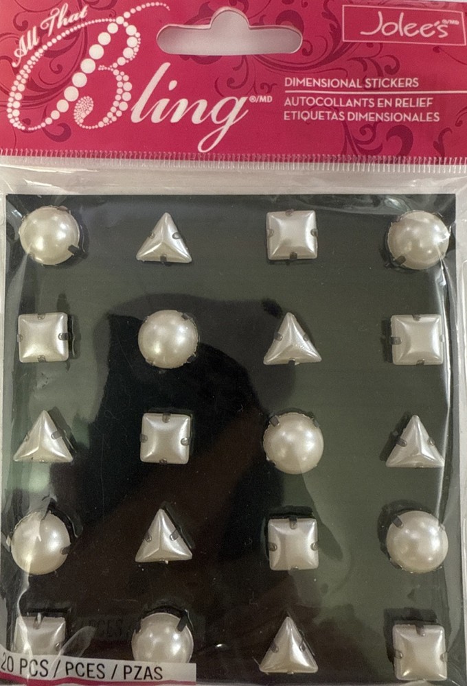 WHITE PEARL SET GEMS Dimensional Stickers(20pc) Jolee’s•Necklace•Card Making•