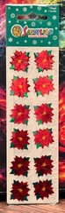 Sealed Vintage SandyLion Foil Mylar Christmas Poinsettia Sticker Designs 1 Sheet