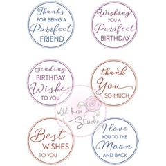New Wild Rose Studio Clear cling rubber stamp CAT & MOON GREETINGS free USA ship