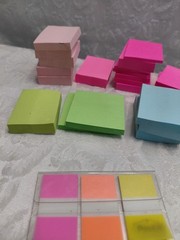 Craft lot set POST IT NOTES Rainbow Pink Green Purple marker tabs memo