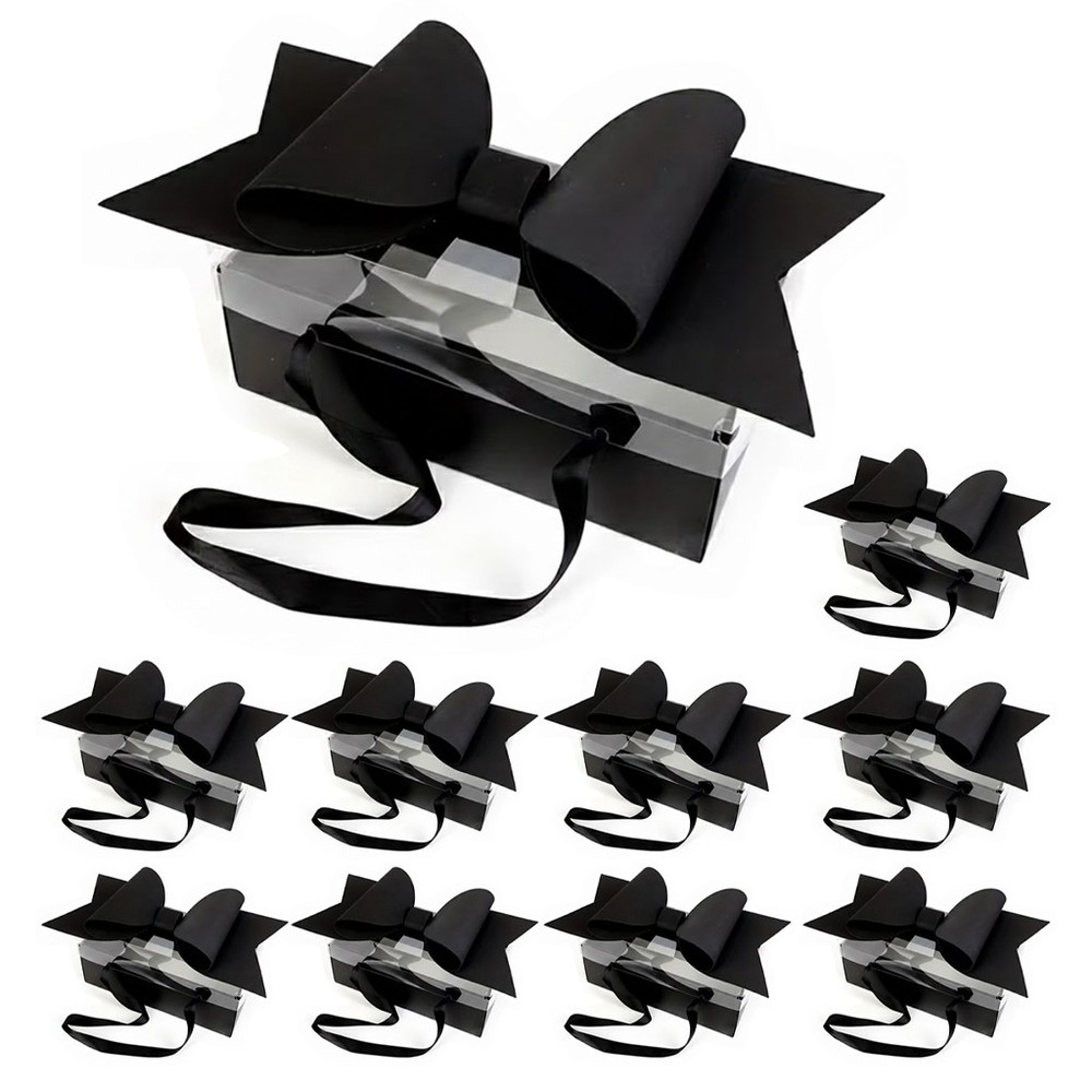 10pcs Vintage Floral & Fruit Clear Gift Boxes with Bows, Decorative Boxes6825