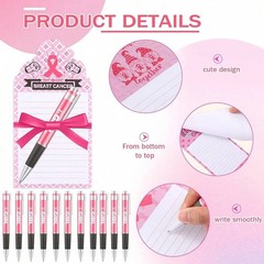 NEW Breast Cancer Awareness Die Cut Notepad Pens Ribbons FREE SHIPPING