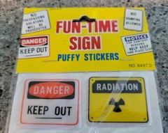 Vintage 80s trend Puffy Stickers SEALED Road Signs danger, private stick ons