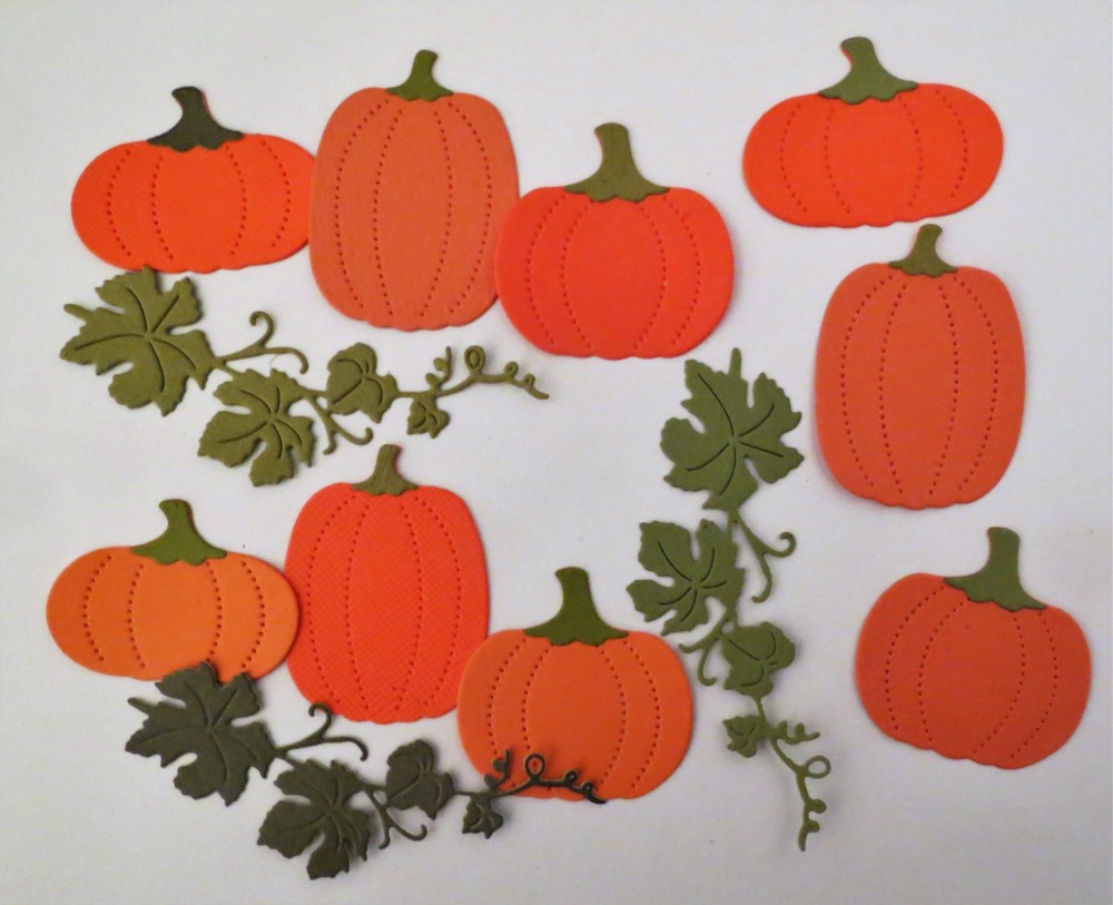 Pumpkin Fall leaves Cardstock Paper Die Cut Embellishment 9pcs Scrapbook