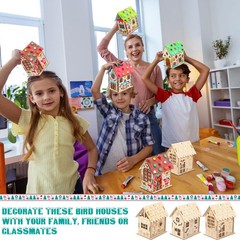DoubleFill 60 Pcs Wood Gingerbread House Craft Kit for Kids DIY Wooden Christ…