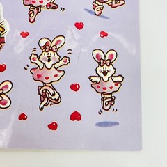 Vintage 3M Ballerina Bunny Ballet Dance 1989 Stickers Sheet
