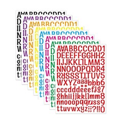 8 Sheets Letter Stickers, 1008 Alphabet Stickers,1 inch 1 inch, Multicolored