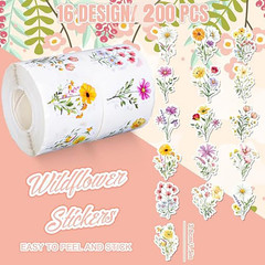 Wildflower Stickers,400Pcs Spring Flower Theme Stickers Waterproof Label Sticker
