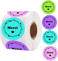 500PCS Kraft Merci French Thank You labels Stickers Envelope Package Seal 1.5″