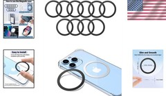 Black Magsafe Ring Stickers 10 Pieces Metal for Wireless Charging Compatibility