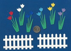 Tulip Die Cuts with Fences 8 pcs. Flower Die Cuts, Scrapbooking, Garden Die Cuts