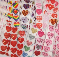 30 Heart Stickers/Various Styles/Scrapbooking/Crafts/Valentines/Journal/1 inch