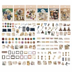 300 Pcs Vintage Collage Stickers Set | Wax Seal, Button, Label & Film Frame Desi