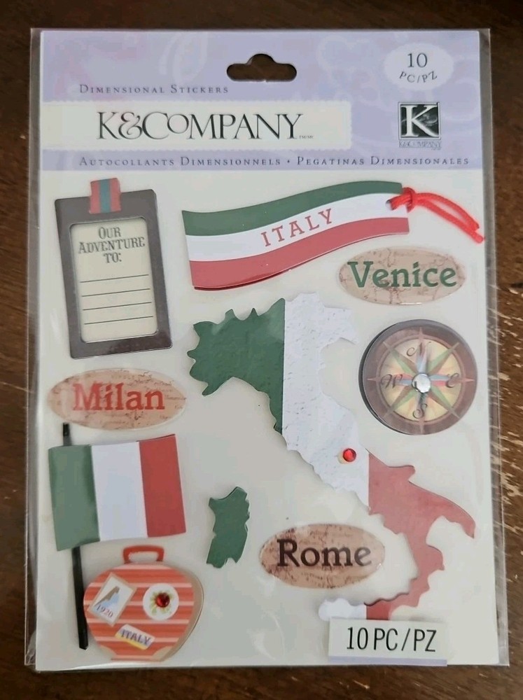 K&Company Italy travel destination dimensional stickers, Italy vacation stickers