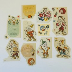 VINTAGE STICKERS The Disney Store Snow White Characters HAPPY SNEEZY GRUMPY