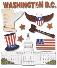 JOLEES WASHINGTON DC Title WHITE HOUSE US CAPITOL Monument 3D Scrapbook Stickers