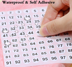 25 Sheets 1 to 100 Vinyl Consecutive Number Stickers Small round Inventory Label