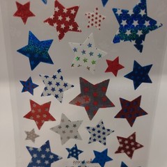 Scrapbooking Stickers Sticko Red White Blue Stars Patterns Repeats Patriotic