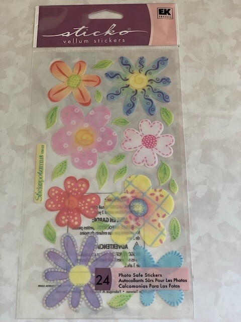 STICKO STICKERS COLORFUL PASTEL FLOWERS MULTI-COLOR 24PCS