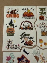 Charles Schulz Peanuts Snoopy Halloween Thanksgiving Sticker Sheet Large Format
